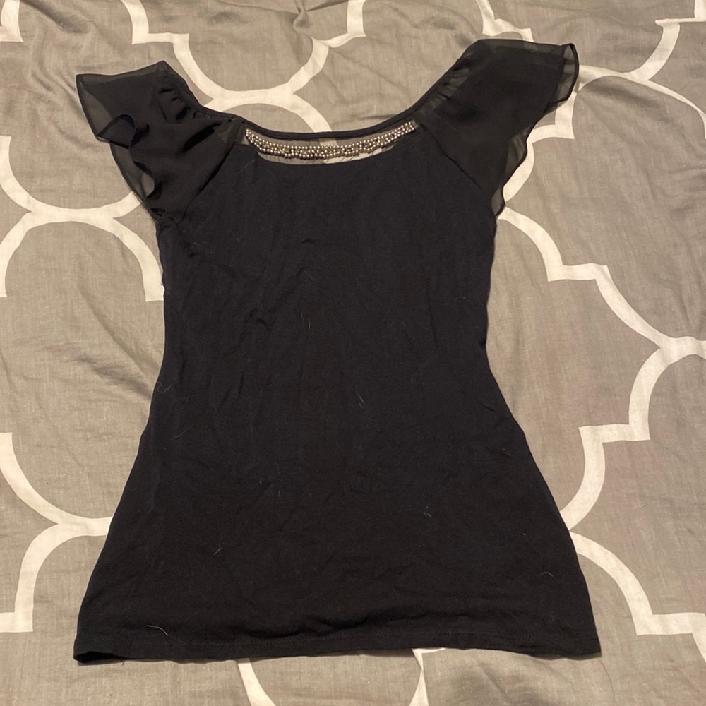 Express Size XS Black Beaded Top